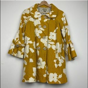 RARE Anthropologie Pixelated Floral Long Coat